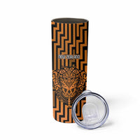 Custom Basketball New Zealand Skinny Tumbler Gold Maori Ta Moko Indigenous LT9 - Polynesian Pride