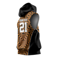 Custom Basketball New Zealand Sleeveless Hoodie Gold Maori Ta Moko Indigenous LT9 - Polynesian Pride