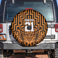 Custom Basketball New Zealand Spare Tire Cover Gold Maori Ta Moko Indigenous LT9 Gold - Polynesian Pride