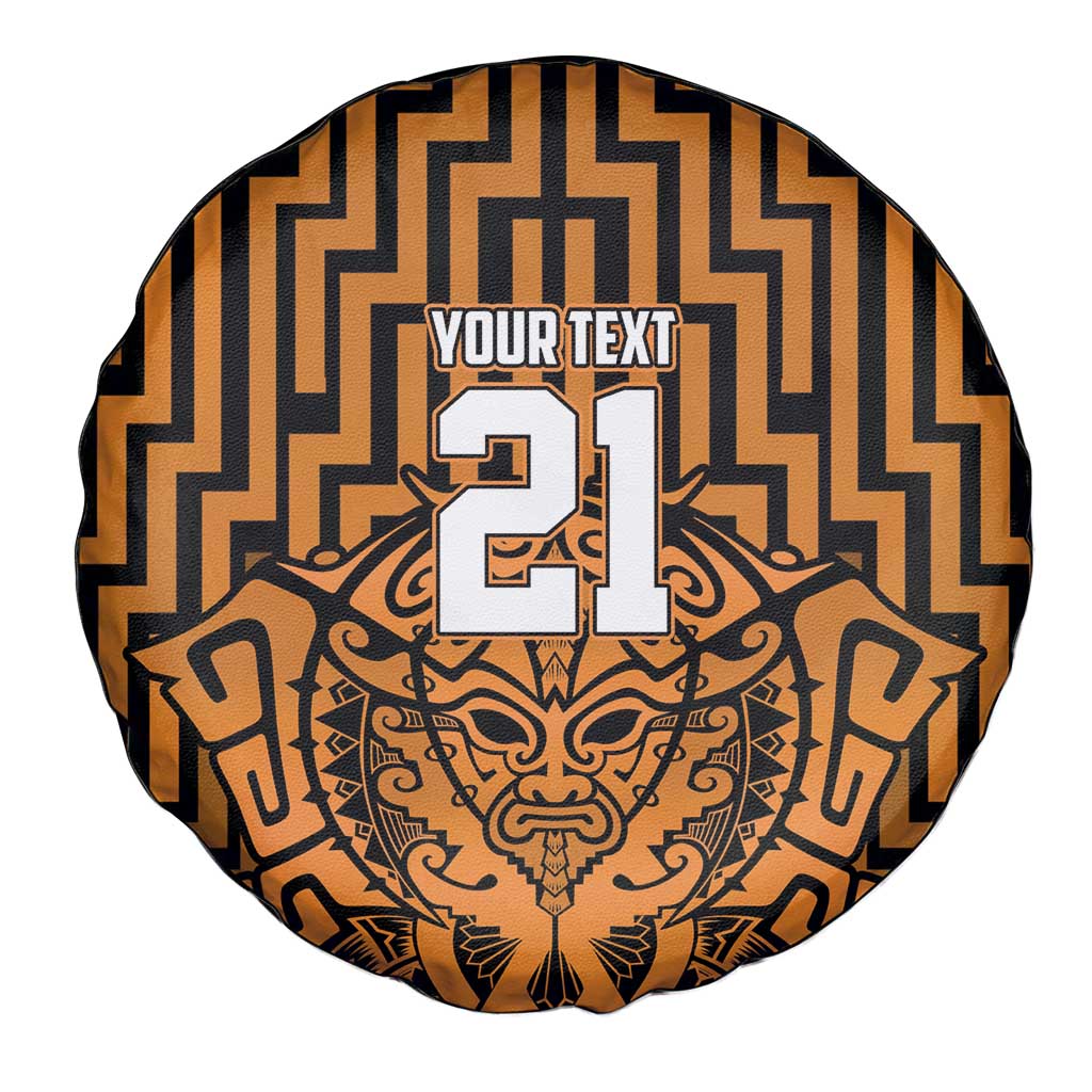 Custom Basketball New Zealand Spare Tire Cover Gold Maori Ta Moko Indigenous LT9 - Polynesian Pride