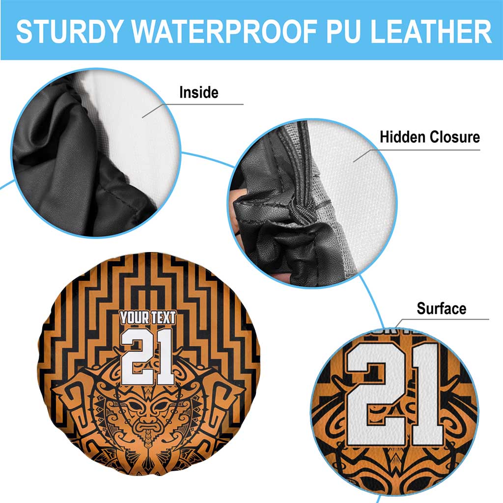 Custom Basketball New Zealand Spare Tire Cover Gold Maori Ta Moko Indigenous LT9 - Polynesian Pride