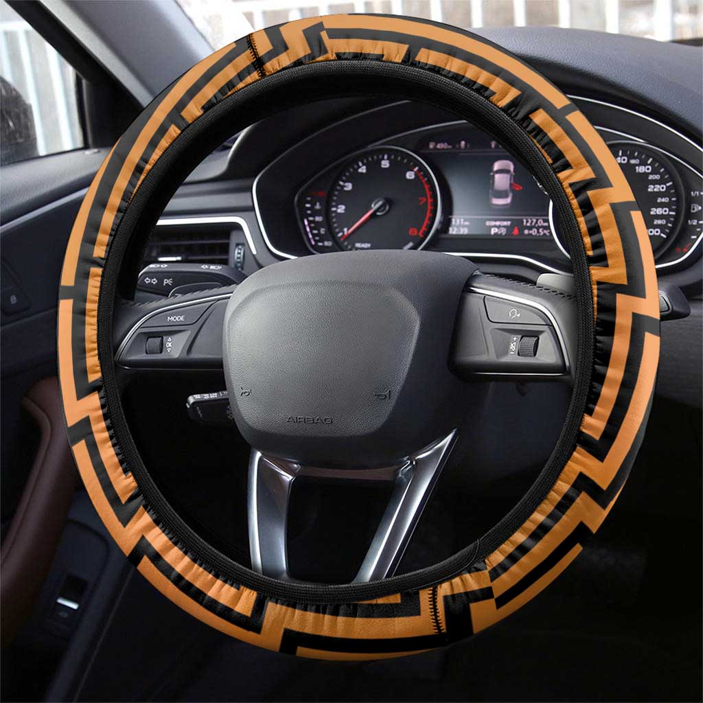 Basketball New Zealand Steering Wheel Cover Gold Maori Ta Moko Indigenous LT9 - Polynesian Pride