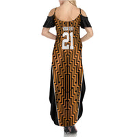 Custom Basketball New Zealand Summer Maxi Dress Gold Maori Ta Moko Indigenous LT9 - Polynesian Pride