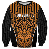 Custom Basketball New Zealand Sweatshirt Gold Maori Ta Moko Indigenous - Polynesian Pride