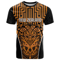 Custom Basketball New Zealand T Shirt Gold Maori Ta Moko Indigenous LT9 Gold - Polynesian Pride