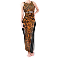 Custom Basketball New Zealand Tank Maxi Dress Gold Maori Ta Moko Indigenous LT9 Women Gold - Polynesian Pride