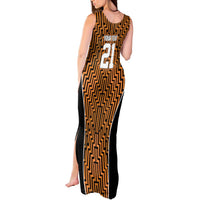 Custom Basketball New Zealand Tank Maxi Dress Gold Maori Ta Moko Indigenous LT9 - Polynesian Pride