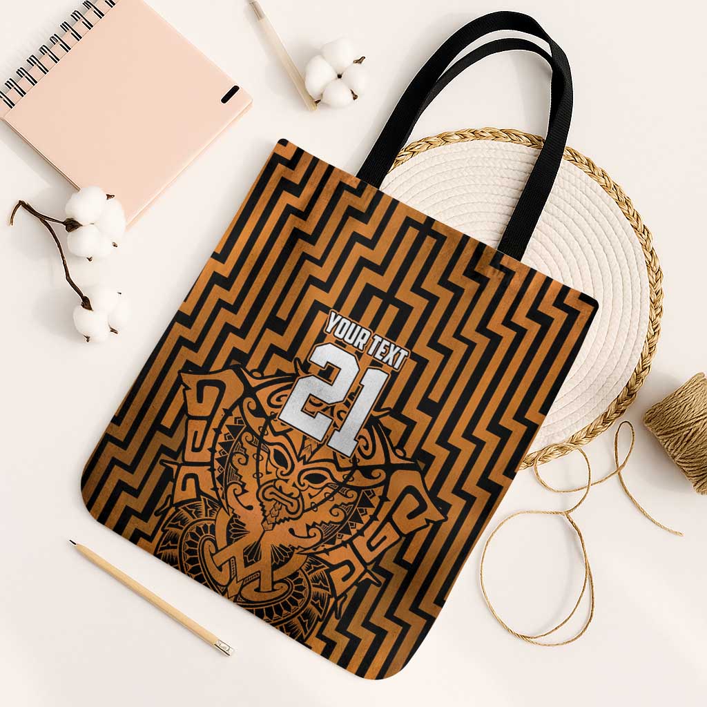Custom Basketball New Zealand Tote Bag Gold Maori Ta Moko Indigenous LT9 Black Strap One Size Gold - Polynesian Pride