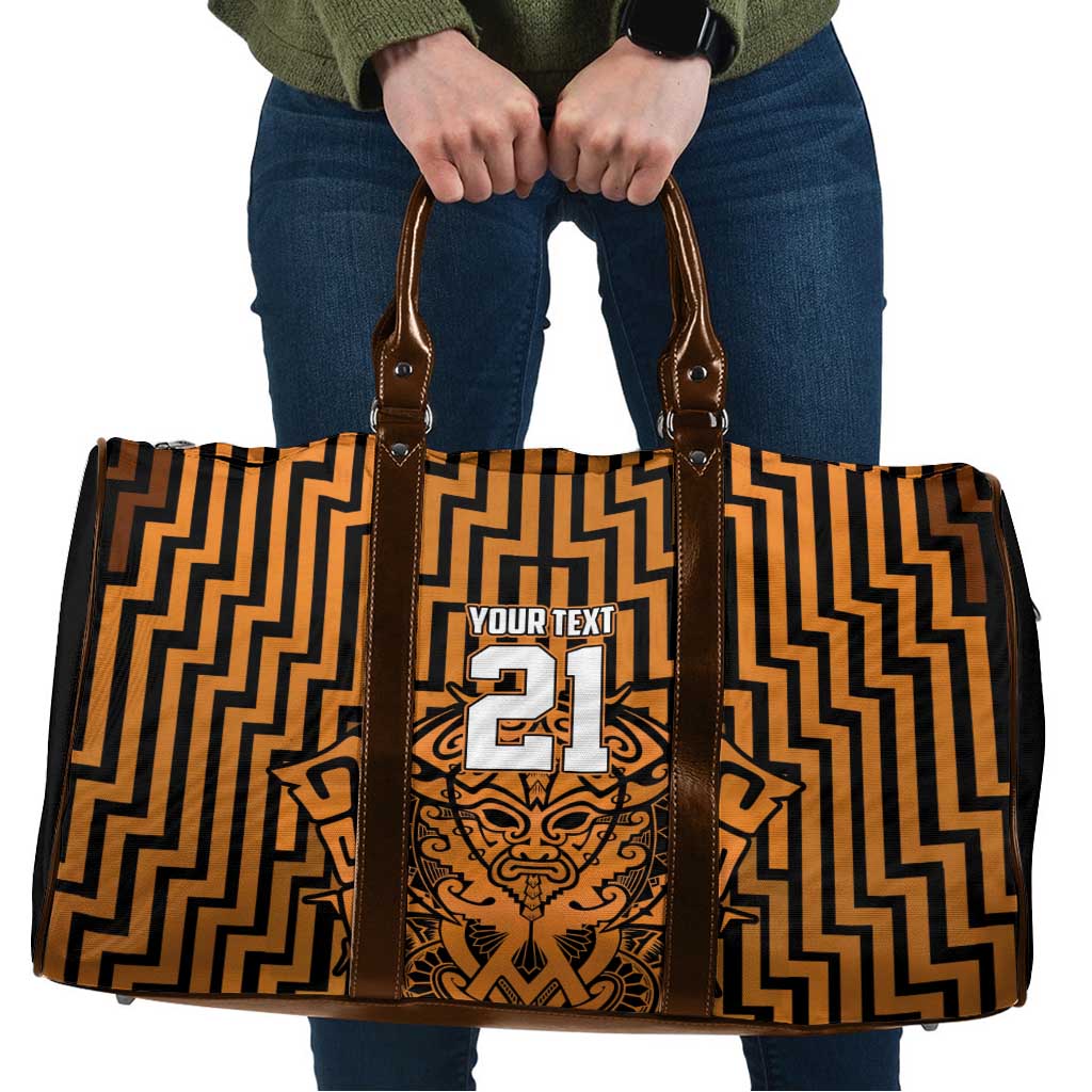 Custom Basketball New Zealand Travel Bag Gold Maori Ta Moko Indigenous LT9 Gold - Polynesian Pride