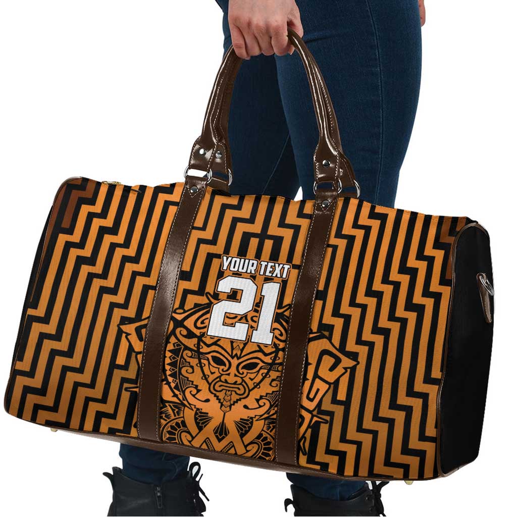 Custom Basketball New Zealand Travel Bag Gold Maori Ta Moko Indigenous LT9 - Polynesian Pride