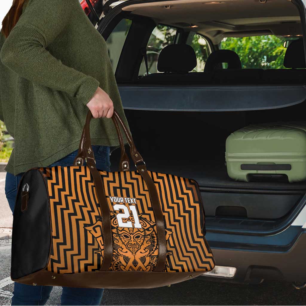 Custom Basketball New Zealand Travel Bag Gold Maori Ta Moko Indigenous LT9 - Polynesian Pride