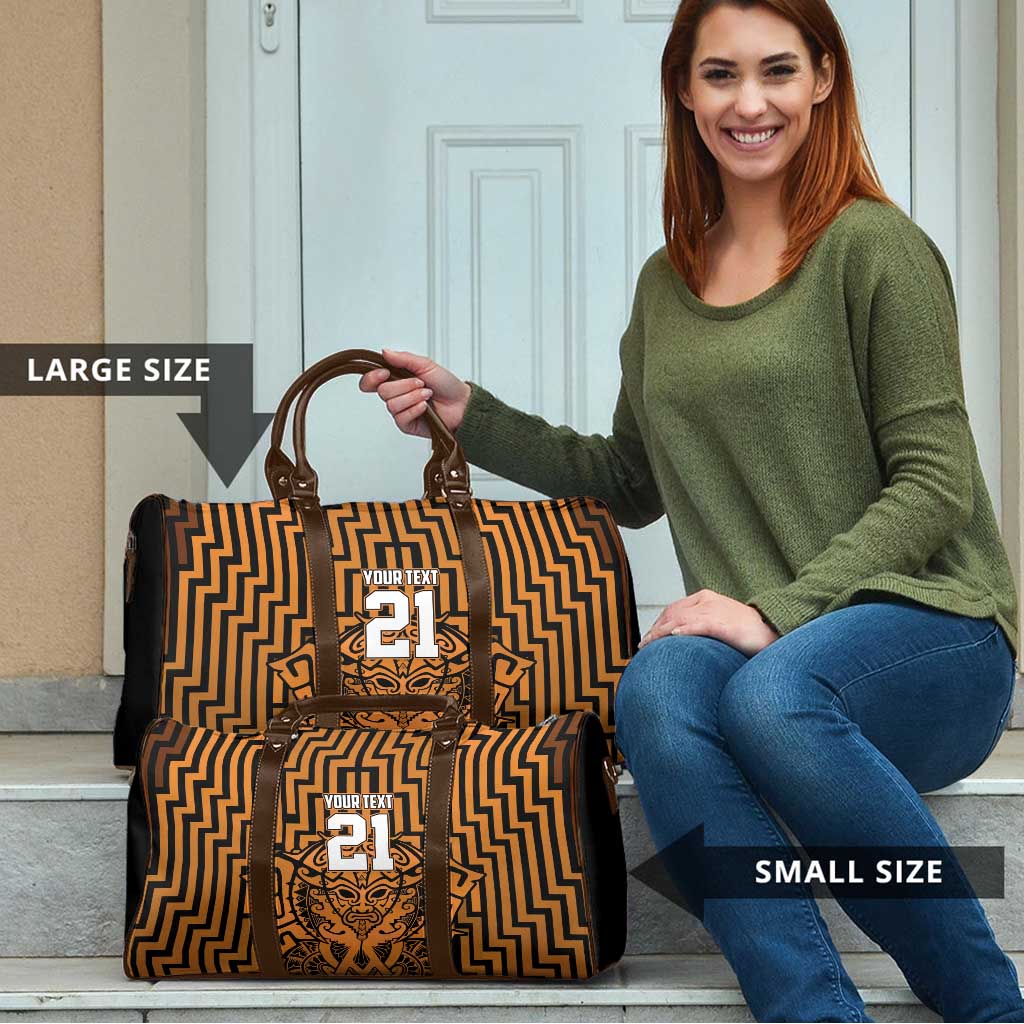 Custom Basketball New Zealand Travel Bag Gold Maori Ta Moko Indigenous LT9 - Polynesian Pride