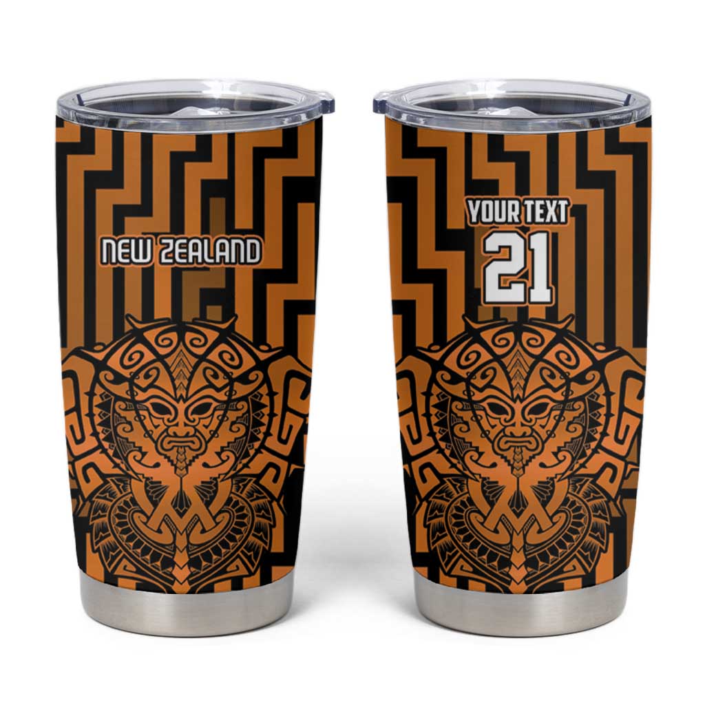 Custom Basketball New Zealand Tumbler Cup Gold Maori Ta Moko Indigenous LT9 Gold - Polynesian Pride
