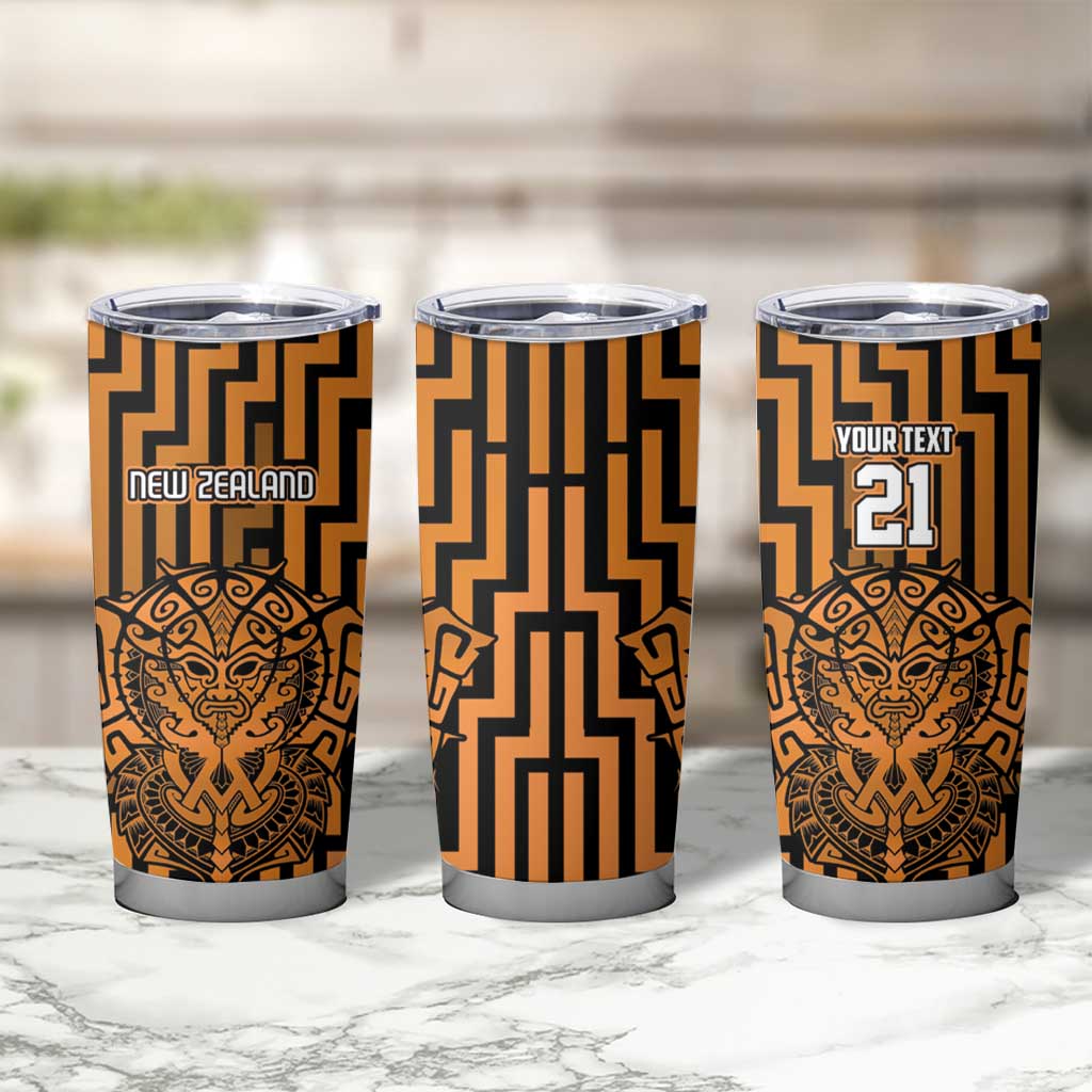 Custom Basketball New Zealand Tumbler Cup Gold Maori Ta Moko Indigenous LT9 - Polynesian Pride