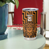 Custom Basketball New Zealand Tumbler Cup Gold Maori Ta Moko Indigenous LT9 - Polynesian Pride