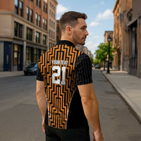 Custom Basketball New Zealand Zipper Polo Shirt Gold Maori Ta Moko Indigenous LT9 - Polynesian Pride