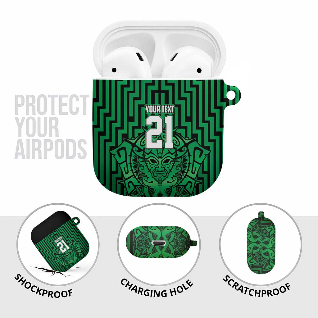 Custom Basketball New Zealand AirPods Case Green Maori Ta Moko Indigenous LT9 - Polynesian Pride