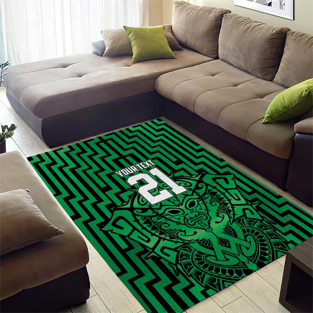 Custom Basketball New Zealand Area Rug Green Maori Ta Moko Indigenous - Polynesian Pride