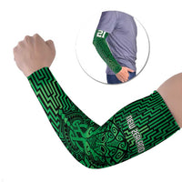 Custom Basketball New Zealand Arm Sleeves Green Maori Ta Moko Indigenous LT9 Set of 2 Green - Polynesian Pride