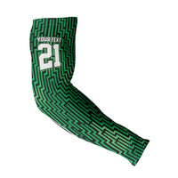 Custom Basketball New Zealand Arm Sleeves Green Maori Ta Moko Indigenous LT9 - Polynesian Pride