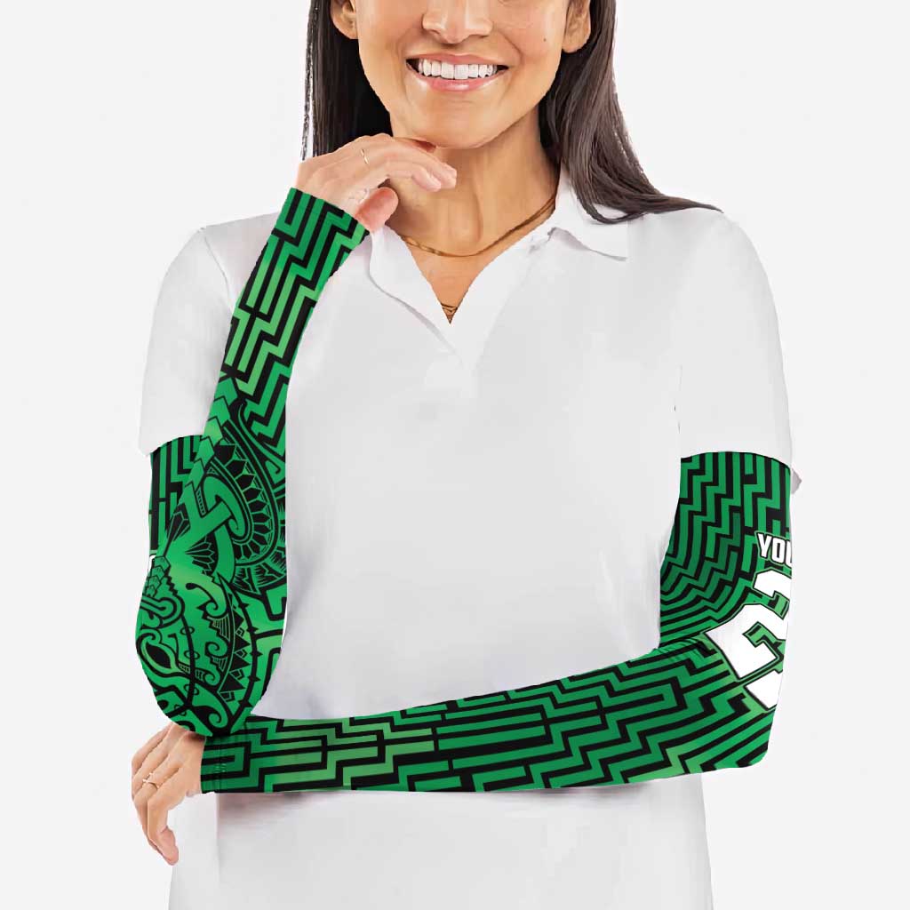 Custom Basketball New Zealand Arm Sleeves Green Maori Ta Moko Indigenous LT9 - Polynesian Pride