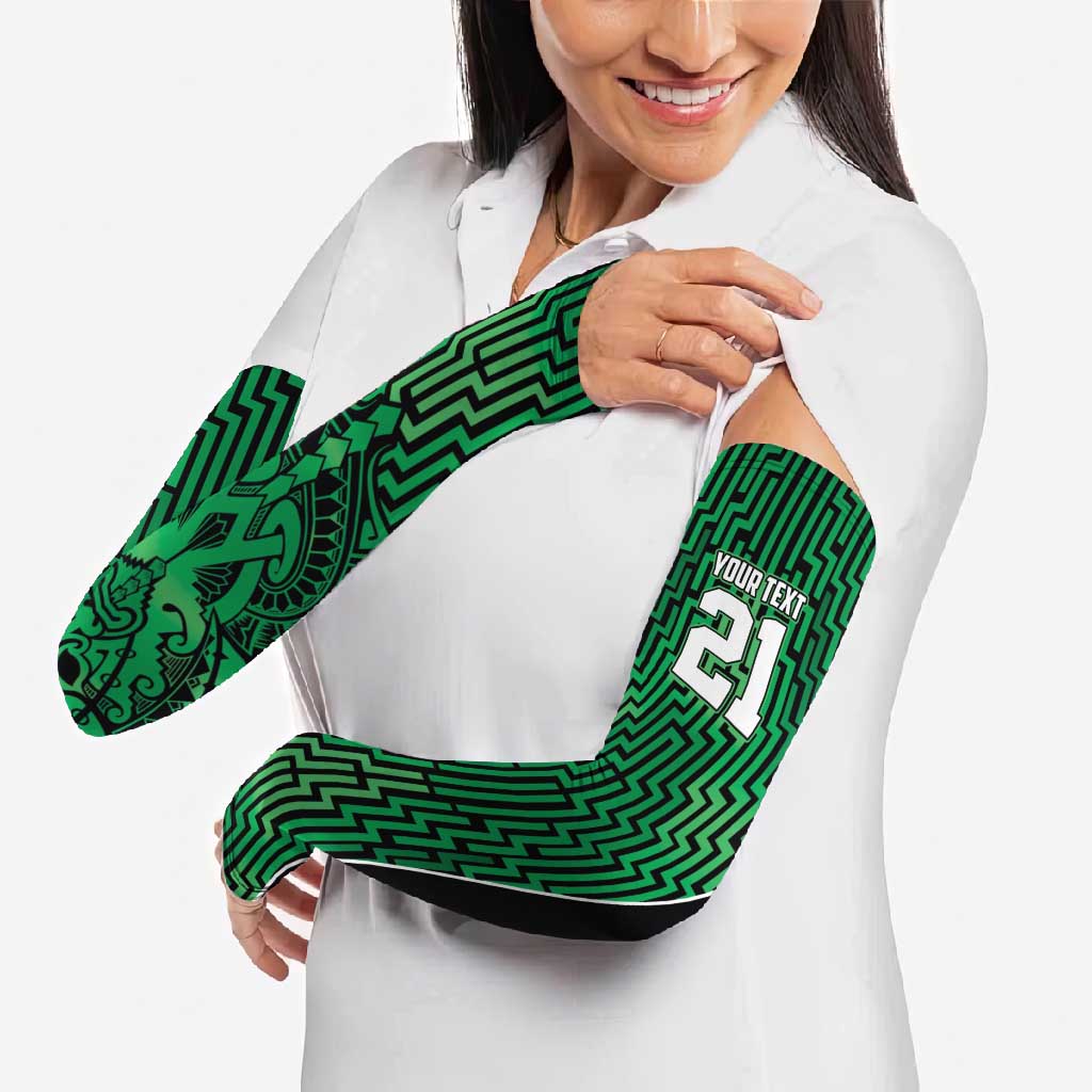 Custom Basketball New Zealand Arm Sleeves Green Maori Ta Moko Indigenous LT9 - Polynesian Pride