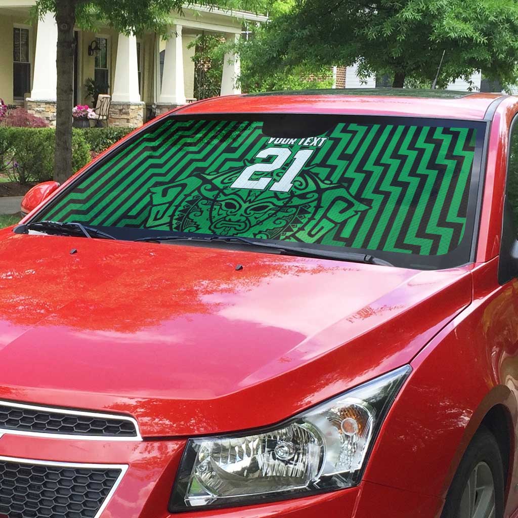 Custom Basketball New Zealand Auto Sun Shade Green Maori Ta Moko Indigenous - Polynesian Pride