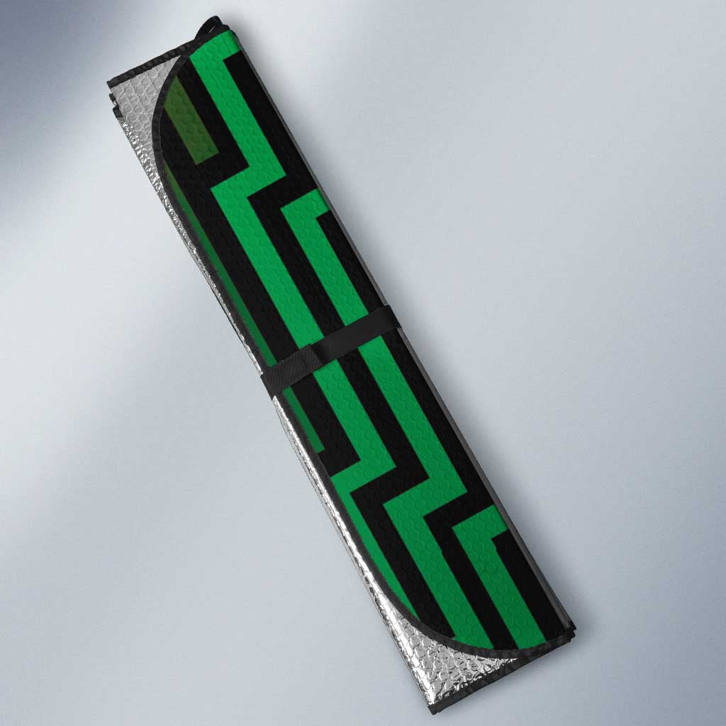 Custom Basketball New Zealand Auto Sun Shade Green Maori Ta Moko Indigenous - Polynesian Pride