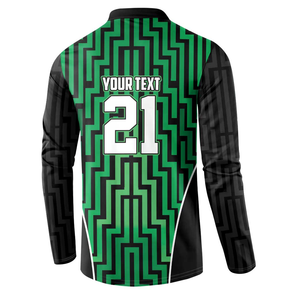 Custom Basketball New Zealand Button Sweatshirt Green Maori Ta Moko Indigenous - Polynesian Pride