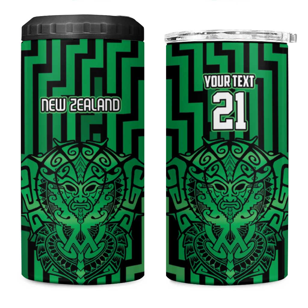 Custom Basketball New Zealand 4 in 1 Can Cooler Tumbler Green Maori Ta Moko Indigenous LT9 One Size: 16 oz Green - Polynesian Pride