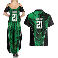 Custom Basketball New Zealand Couples Matching Summer Maxi Dress and Hawaiian Shirt Green Maori Ta Moko Indigenous - Polynesian Pride