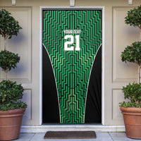 Custom Basketball New Zealand Door Cover Green Maori Ta Moko Indigenous LT9 Green - Polynesian Pride
