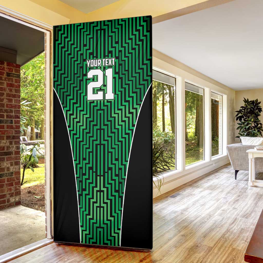 Custom Basketball New Zealand Door Cover Green Maori Ta Moko Indigenous LT9 - Polynesian Pride