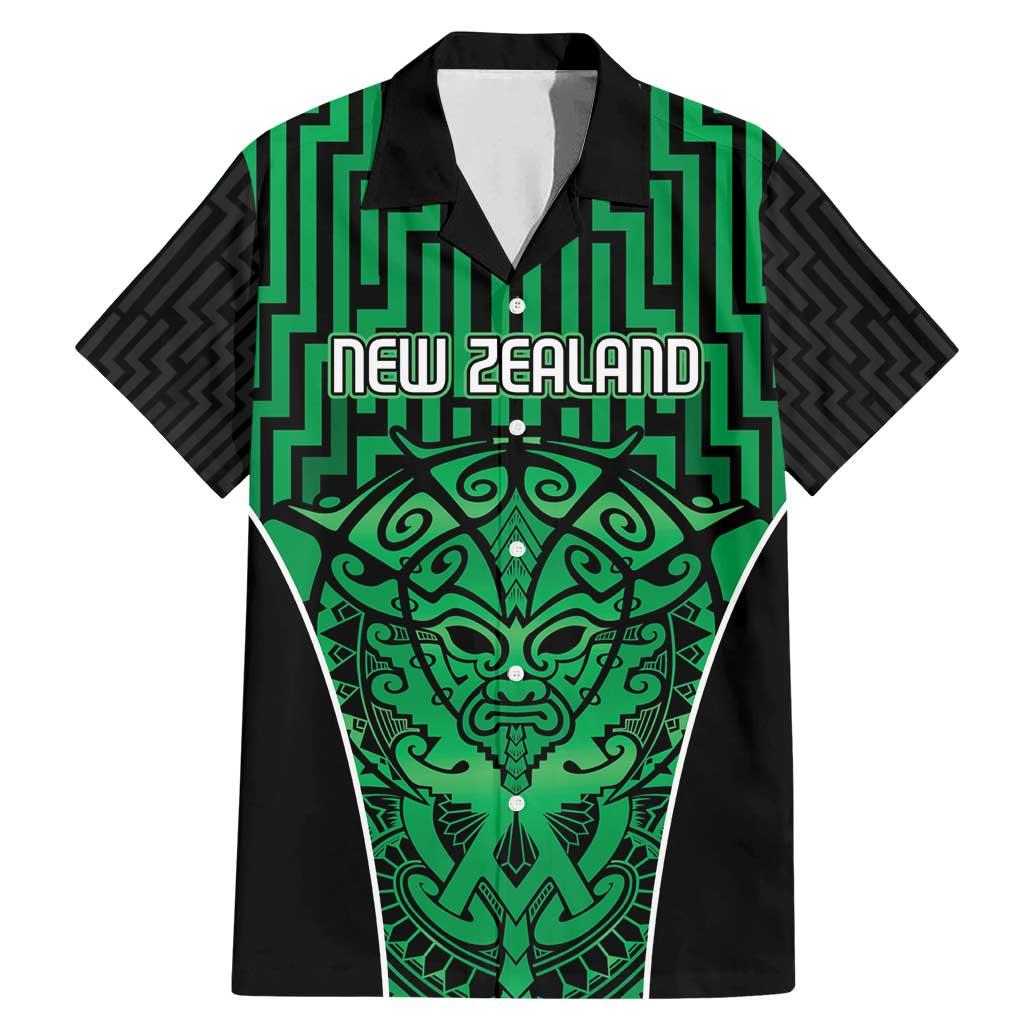 Custom Basketball New Zealand Family Matching Mermaid Dress and Hawaiian Shirt Green Maori Ta Moko Indigenous LT9 Dad's Shirt - Short Sleeve Green - Polynesian Pride