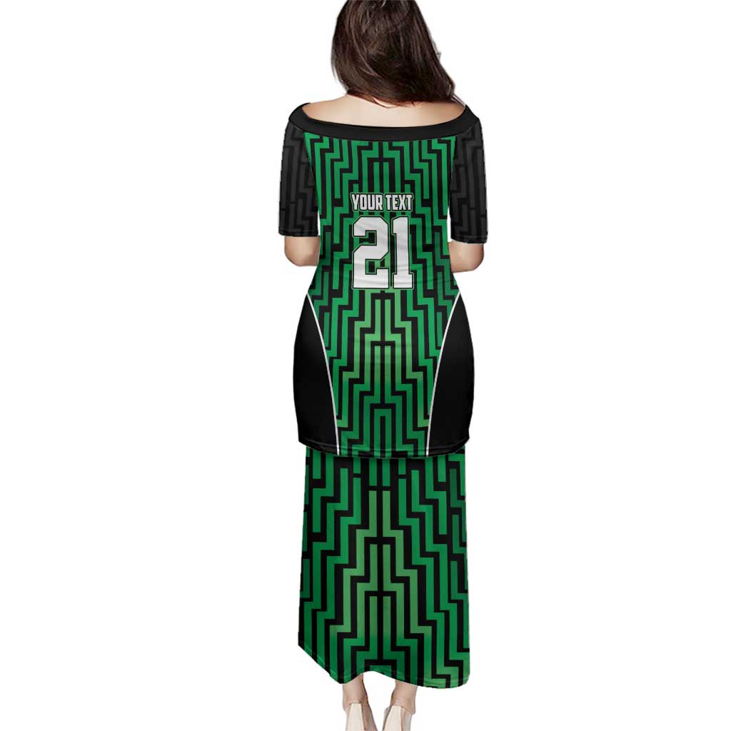 Custom Basketball New Zealand Family Matching Puletasi and Hawaiian Shirt Green Maori Ta Moko Indigenous - Polynesian Pride
