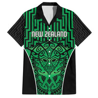 Custom Basketball New Zealand Family Matching Summer Maxi Dress and Hawaiian Shirt Green Maori Ta Moko Indigenous LT9 Dad's Shirt - Short Sleeve Green - Polynesian Pride