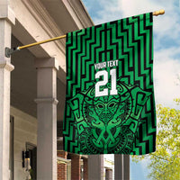 Custom Basketball New Zealand Garden Flag Green Maori Ta Moko Indigenous LT9 House Flag Green - Polynesian Pride