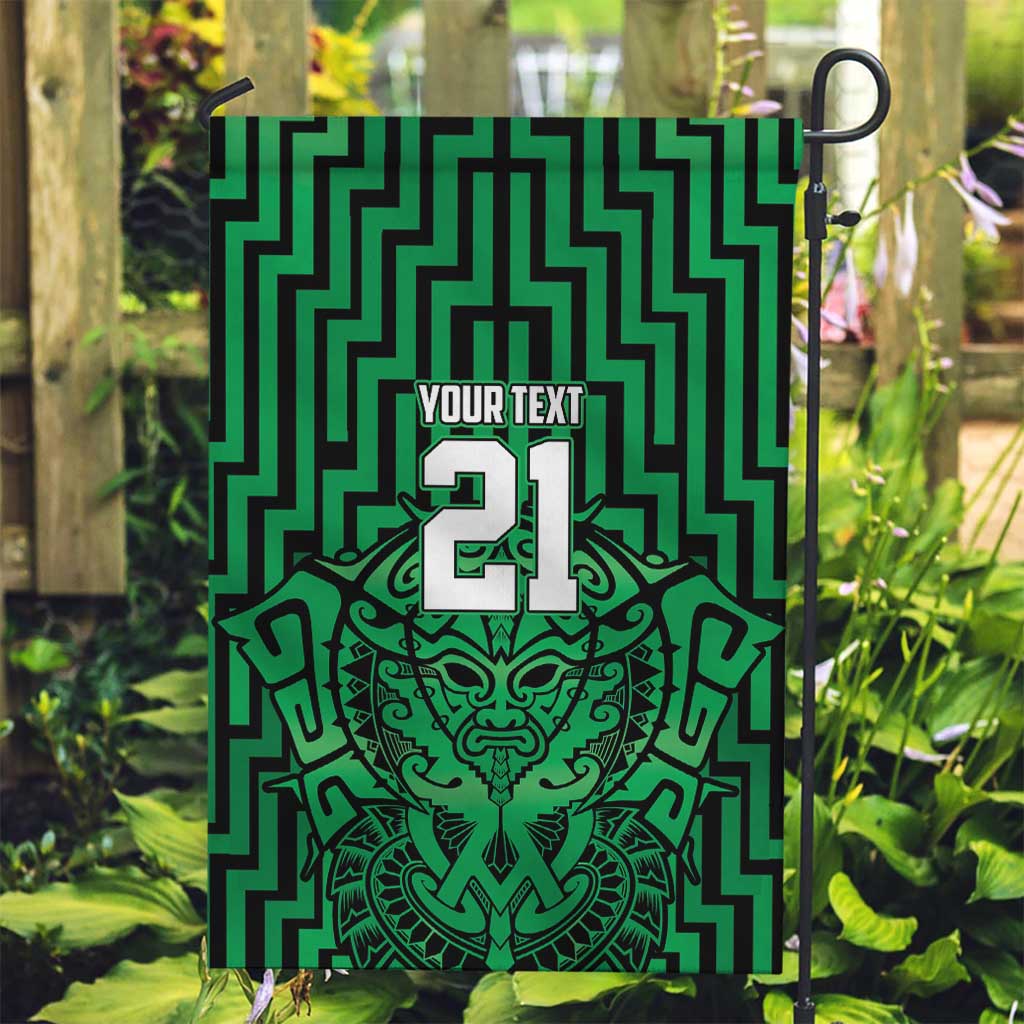 Custom Basketball New Zealand Garden Flag Green Maori Ta Moko Indigenous LT9 Garden Flag Green - Polynesian Pride