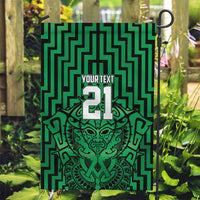 Custom Basketball New Zealand Garden Flag Green Maori Ta Moko Indigenous LT9 Garden Flag Green - Polynesian Pride