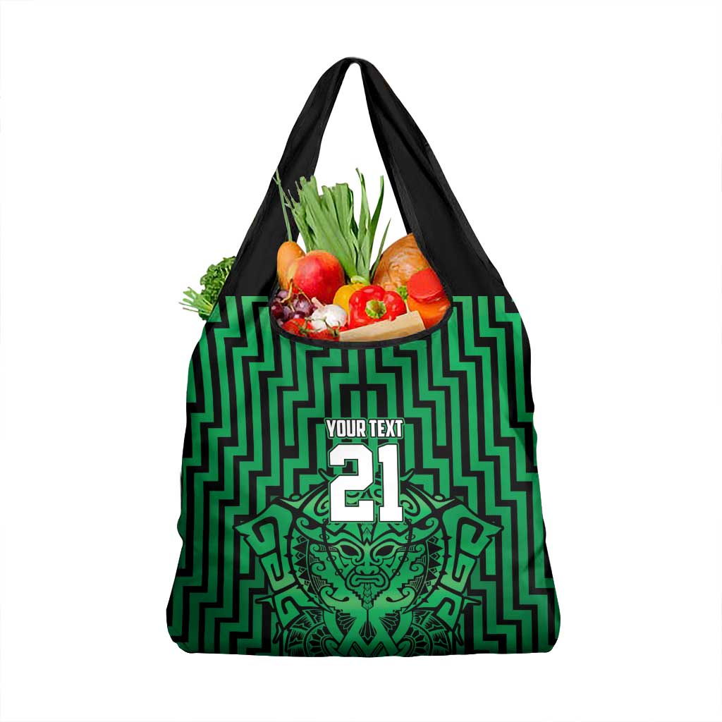 Custom Basketball New Zealand Grocery Bag Green Maori Ta Moko Indigenous - Polynesian Pride