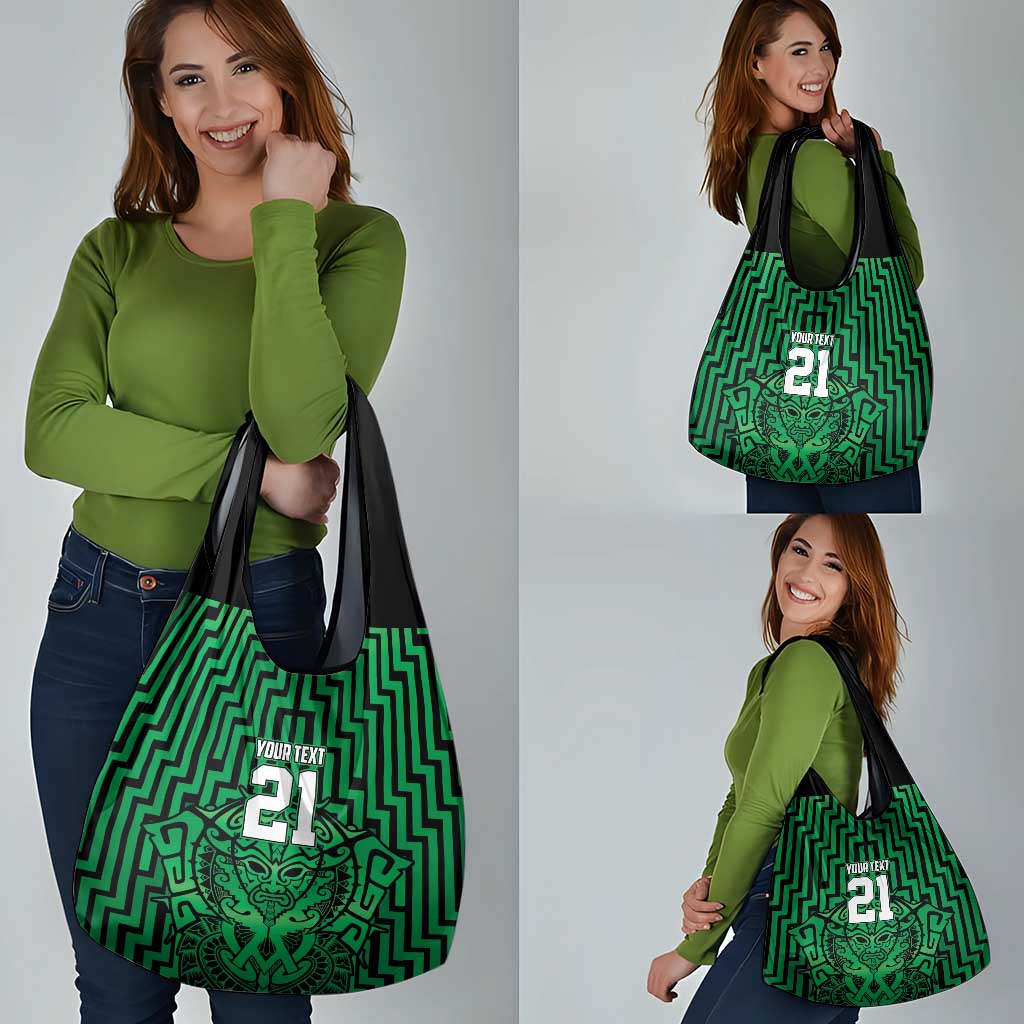 Custom Basketball New Zealand Grocery Bag Green Maori Ta Moko Indigenous LT9 - Polynesian Pride