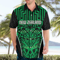 Custom Basketball New Zealand Hawaiian Shirt Green Maori Ta Moko Indigenous LT9 - Polynesian Pride