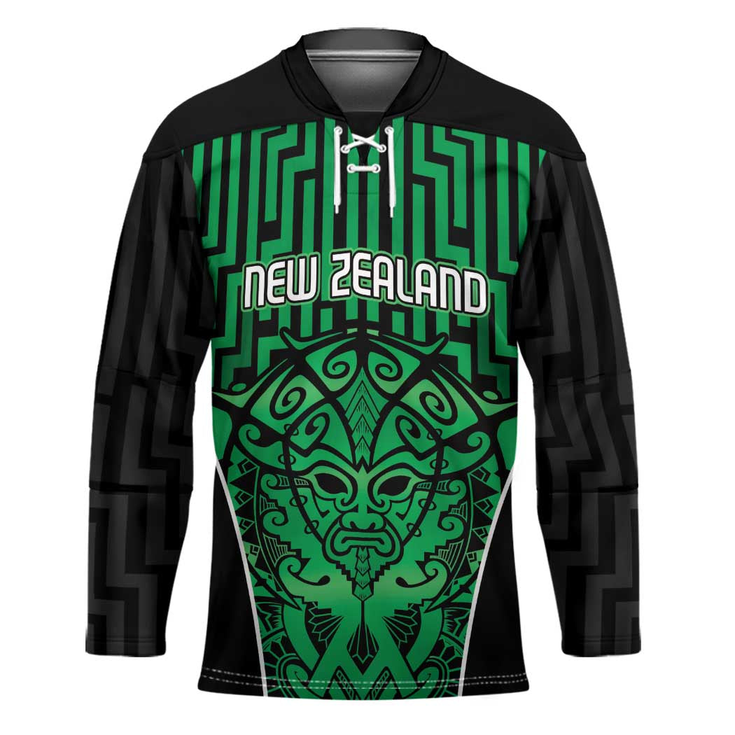 Custom Basketball New Zealand Hockey Jersey Green Maori Ta Moko Indigenous LT9 Unisex Green - Polynesian Pride