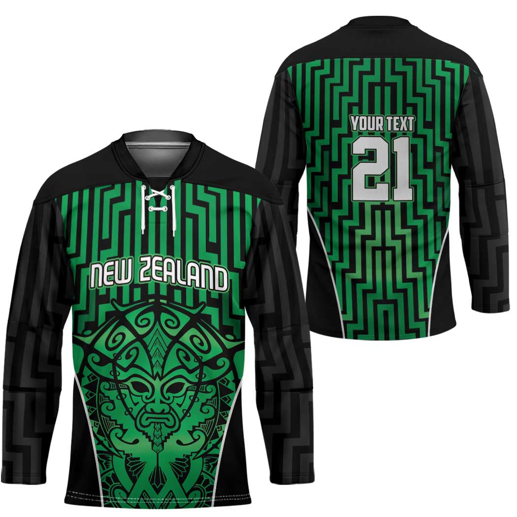 Custom Basketball New Zealand Hockey Jersey Green Maori Ta Moko Indigenous LT9 - Polynesian Pride