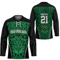 Custom Basketball New Zealand Hockey Jersey Green Maori Ta Moko Indigenous LT9 - Polynesian Pride