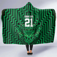 Custom Basketball New Zealand Hooded Blanket Green Maori Ta Moko Indigenous LT9 One Size Green - Polynesian Pride