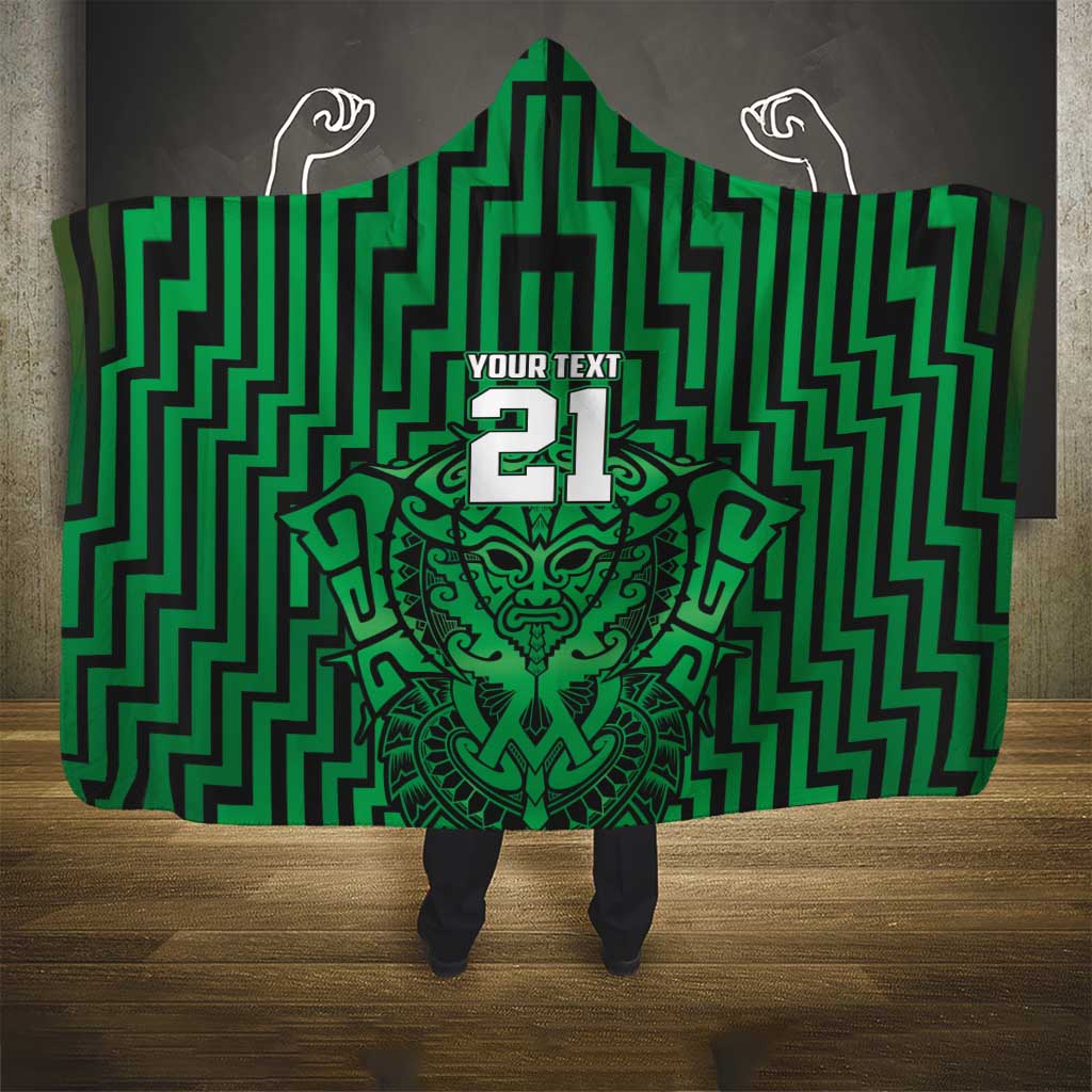 Custom Basketball New Zealand Hooded Blanket Green Maori Ta Moko Indigenous LT9 - Polynesian Pride