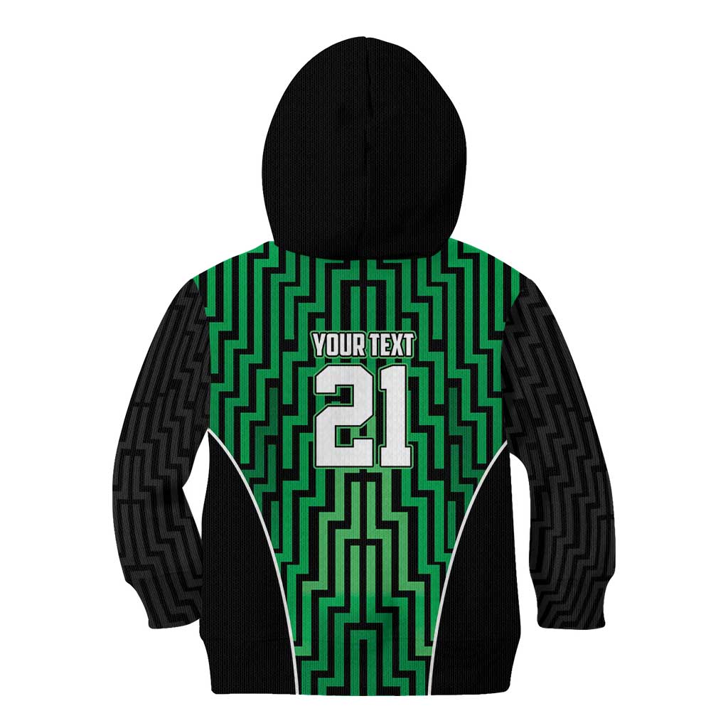 Custom Basketball New Zealand Kid Hoodie Green Maori Ta Moko Indigenous LT9 - Polynesian Pride