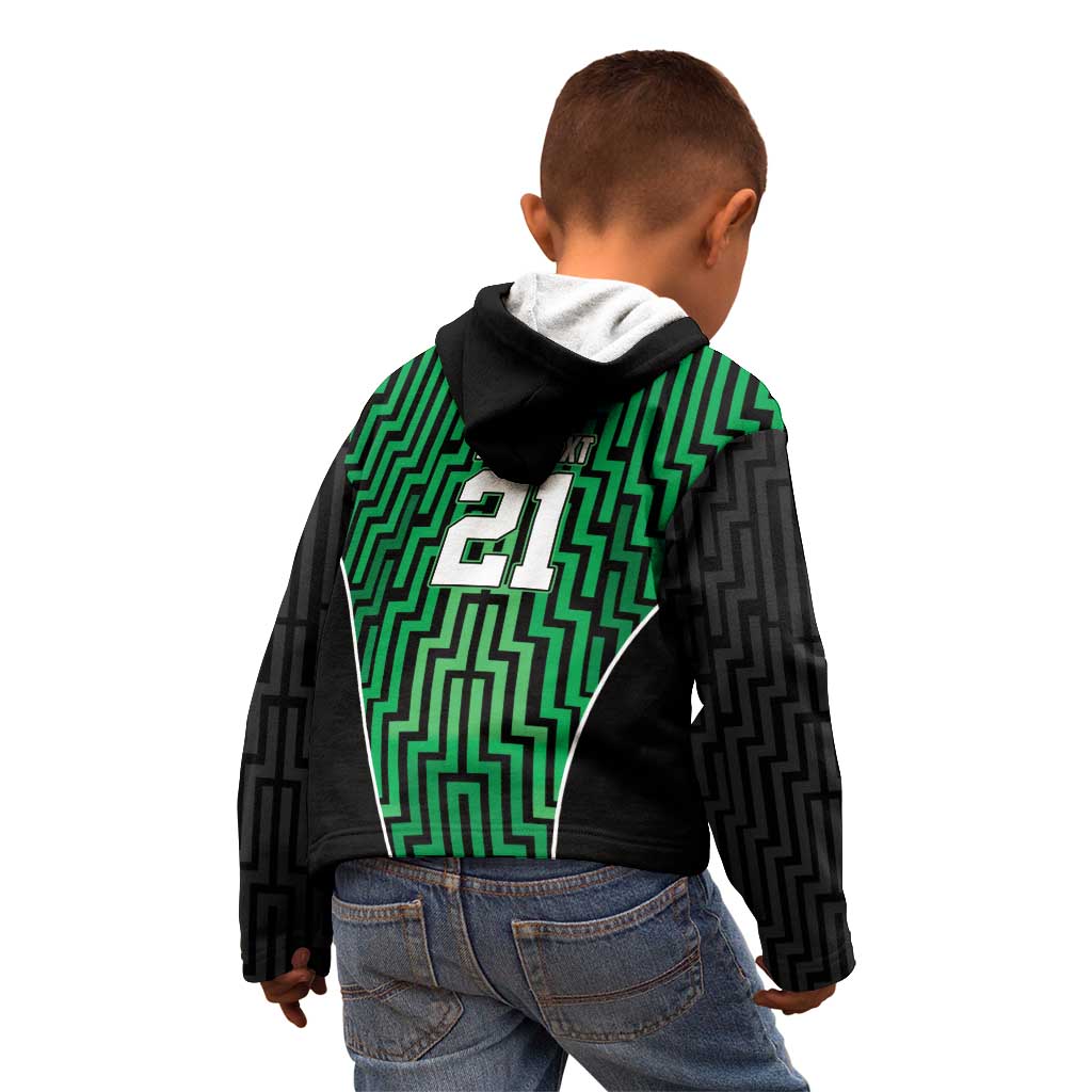 Custom Basketball New Zealand Kid Hoodie Green Maori Ta Moko Indigenous LT9 - Polynesian Pride