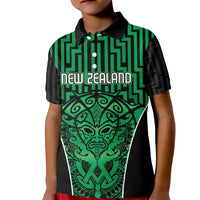 Custom Basketball New Zealand Kid Polo Shirt Green Maori Ta Moko Indigenous LT9 Kid Green - Polynesian Pride
